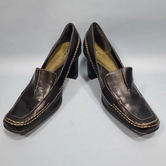 What's What By Aerosoles Trip Stick Women’s Slip On Black Leather Heels Size 8M - Picture 4 of 11